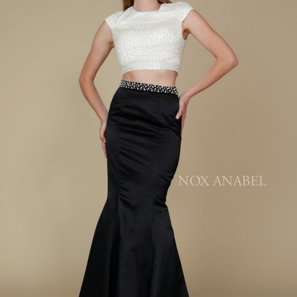 Two Piece Sequin Bodice Mermaid Dress NX8227